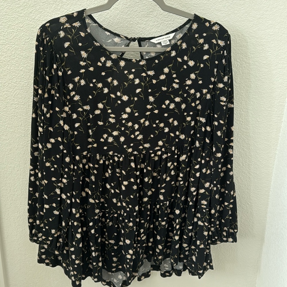 American eagle open back flutter top